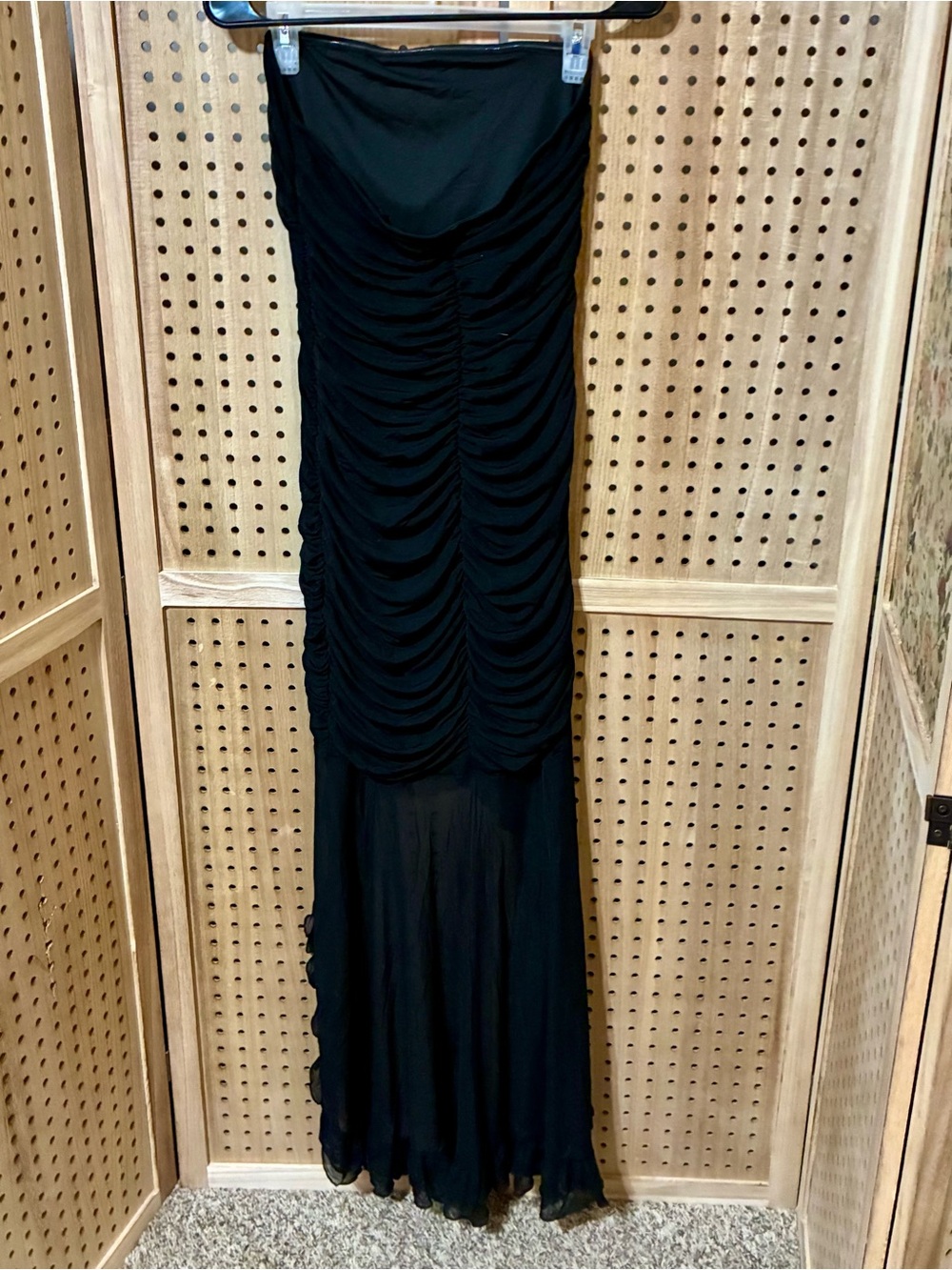 Strapless Black Ruched Maxi Dress by Zesica Size M